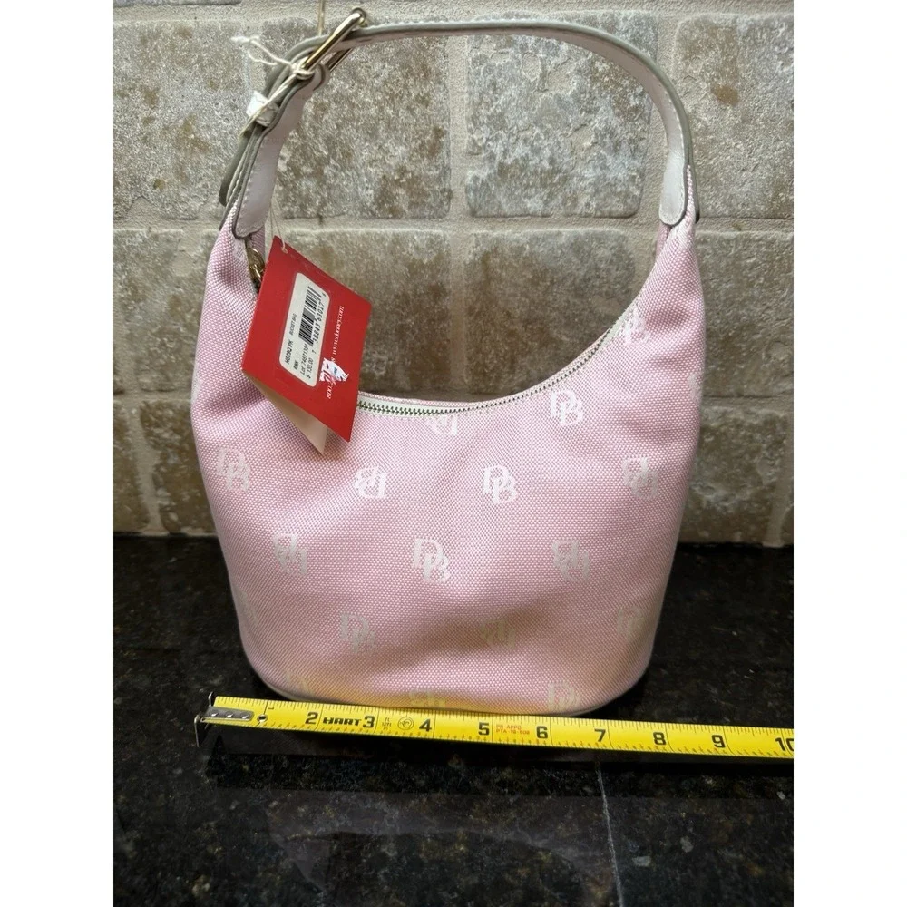 NWT Vintage Y2K Dooney & Bourke Pink Signature Monogram Hobo Bucket Print Tote